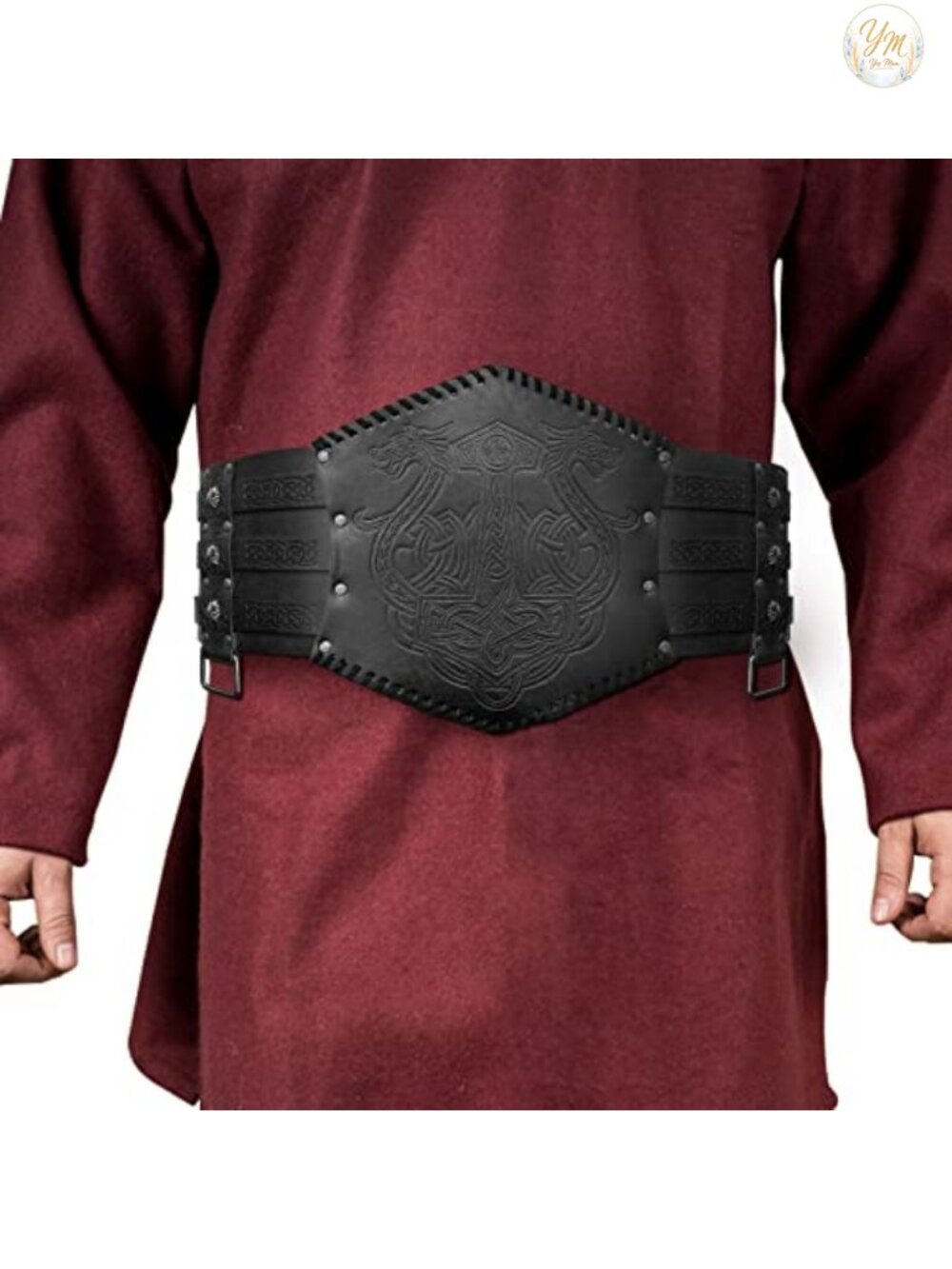 Viking Embossed Faux Leather Waist Armor Wide LARP Belt